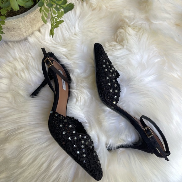 TABITHA SIMMONS Woven Sen Floret Lace Evening heel Black Jewel Pumps 36 - Picture 12 of 15